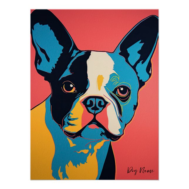Boston Terrier Dog 001 - Bruno Pokopen Poster (Front)