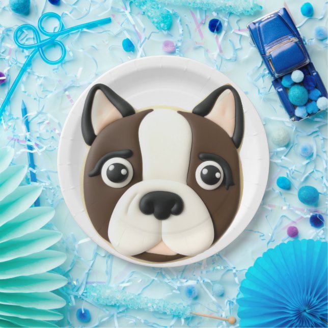Boston Terrier Dog 3D Inspired Paper Plate (Party)