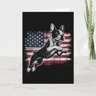 Boston Terrier Dog American Flag 4th Of July Patri Card
