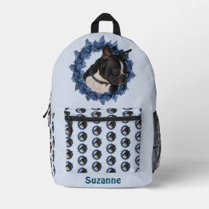 Boston Terrier Dog Animal Pattern Personalised   Printed Backpack