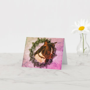 Boston Terrier Dog Art Customisable Note Card