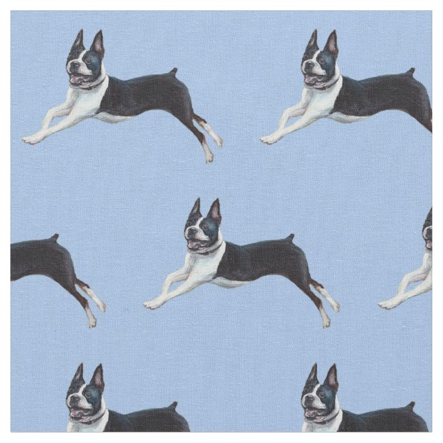 Boston Terrier Dog Art Fabric (Close Up)