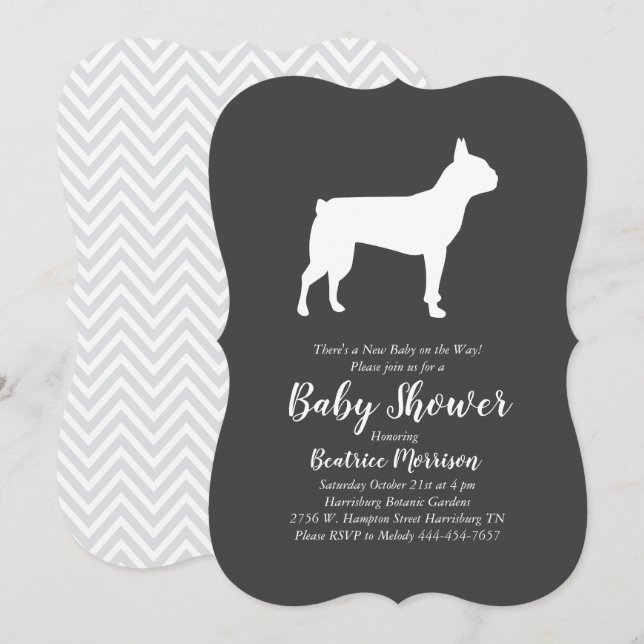 Boston Terrier Dog Baby Shower Invitation (Front/Back)