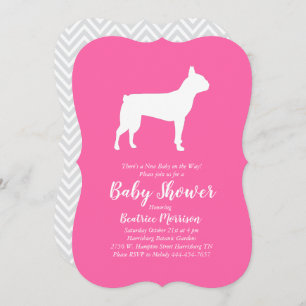 Boston Terrier Dog Baby Shower Pink Girl Invitation