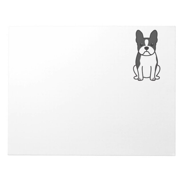 Boston Terrier Dog Cartoon Notepad (Front)