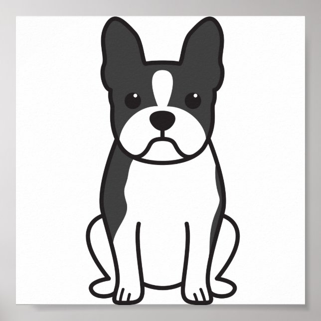 Boston Terrier Dog Cartoon Poster (Front)