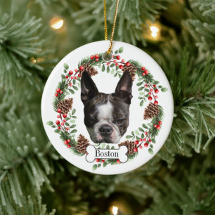 Boston Terrier  dog Ceramic Tree Decoration