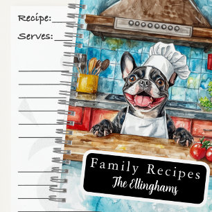 Boston Terrier Dog Chef Spiral Recipe Book