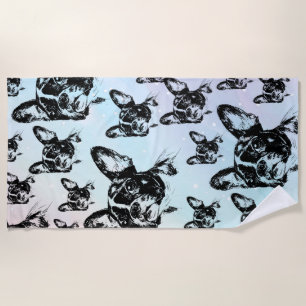 Boston Terrier Dog Chic Art Design Beach Towel