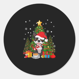 Boston Terrier Dog Christmas Is Gift Coffee Light Classic Round Sticker