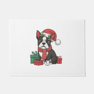 Boston Terrier Dog Christmas Parties Holiday Santa Doormat