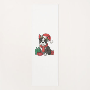 Boston Terrier Dog Christmas Parties Holiday Santa Yoga Mat