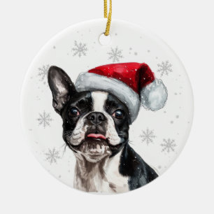 Boston Terrier Dog Christmas Personalized Ceramic Tree Decoration