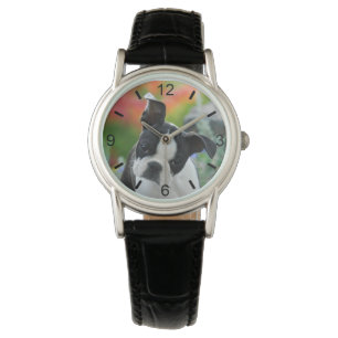 Boston Terrier Dog Cute Puppy Head -- dial-plate Watch