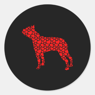 Boston Terrier Dog Cute Silhouette Heart Valentine Classic Round Sticker