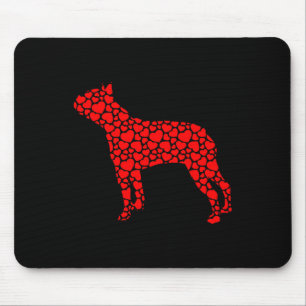 Boston Terrier Dog Cute Silhouette Heart Valentine Mouse Mat