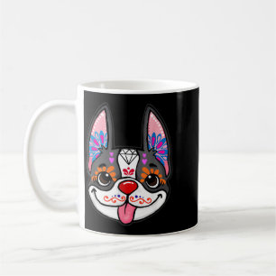 Boston Terrier Dog Day Of The Dead Sugar Skull Dog Coffee Mug