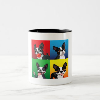 Boston Terrier Dog Faces Happy Mother Father Mummy Two-Tone Coffee Mug
