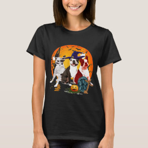 Boston Terrier Dog Family Of Three Family Hallowee T-Shirt
