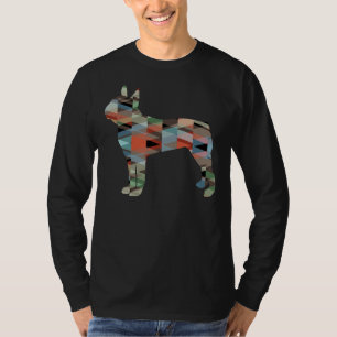Boston Terrier Dog Geometric Pattern Silhouette Pl T-Shirt