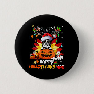Boston Terrier Dog Halloween And Merry Christmas 6 Cm Round Badge
