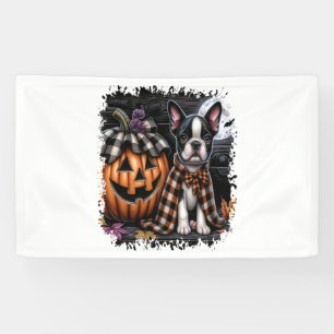 Boston Terrier Dog Halloween Banner