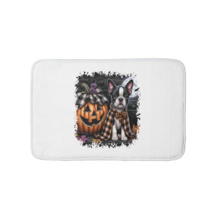 Boston Terrier Dog Halloween Bath Mat