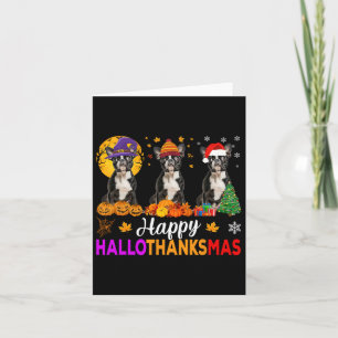 Boston Terrier Dog Halloween Christmas Hallothanks Card