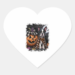 Boston Terrier Dog Halloween Heart Sticker