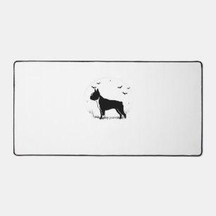 Boston Terrier Dog � Halloween Moon Silhouette Ove Desk Mat