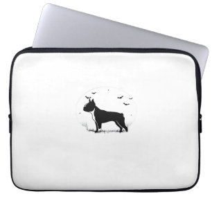 Boston Terrier Dog � Halloween Moon Silhouette Ove Laptop Sleeve