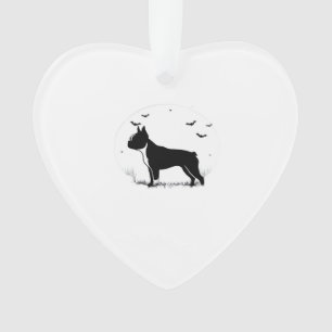 Boston Terrier Dog � Halloween Moon Silhouette Ove Ornament