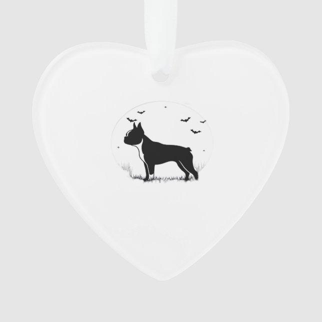 Boston Terrier Dog � Halloween Moon Silhouette Ove Ornament (Front)