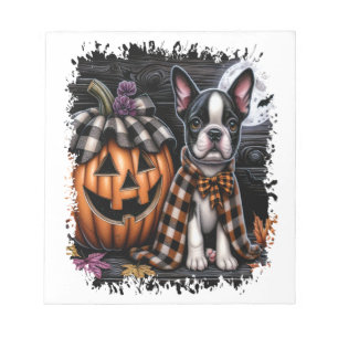 Boston Terrier Dog Halloween Notepad