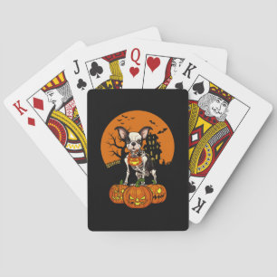 Boston Terrier Dog Halloween Playing Cards