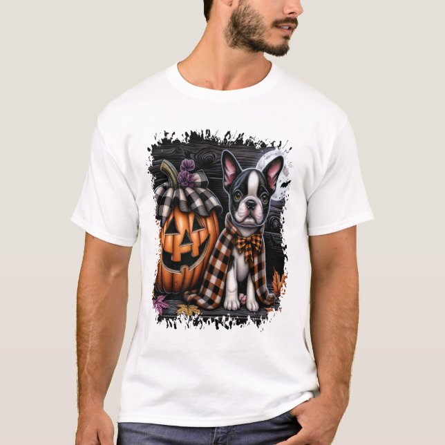 Boston Terrier Dog Halloween T-Shirt (Front)