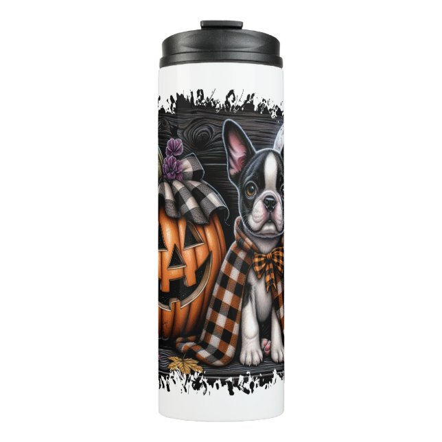 Boston Terrier Dog Halloween Thermal Tumbler (Front)