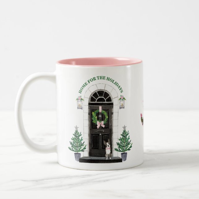 Boston Terrier Dog Holiday Christmas Photo Mug (Left)