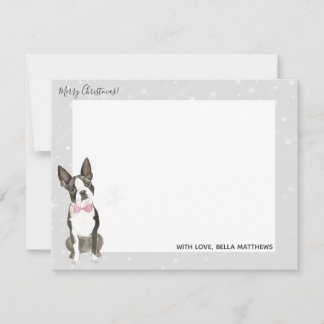 Boston Terrier Dog Holiday Christmas Stationery Card