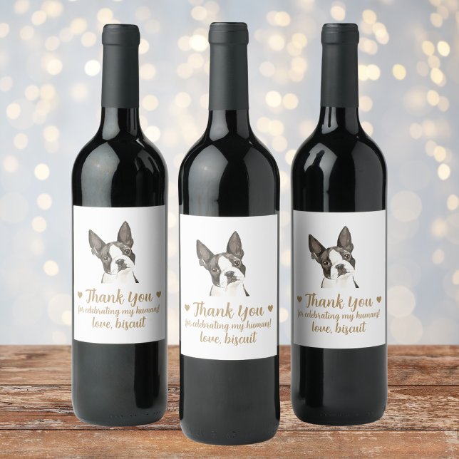 Boston Terrier Dog I Do Too Wedding Wine Label (Creator Uploaded)