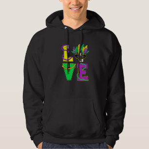 Boston Terrier Dog I Love Puppy Mardi Gras Men Wom Hoodie