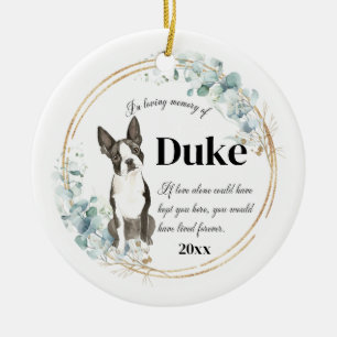 Boston Terrier Dog In Loving Memory Pet Memorial Ceramic Tree Decoration