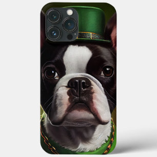 Boston Terrier dog in St. Patrick's Day Dress iPhone 13 Pro Max Case