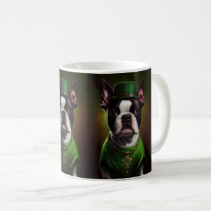 Boston Terrier dog in St. Patrick's Day Dress Coffee Mug