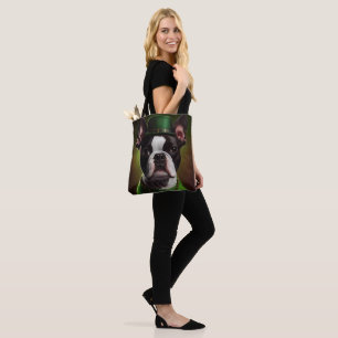 Boston Terrier dog in St. Patrick's Day Dress Tote Bag