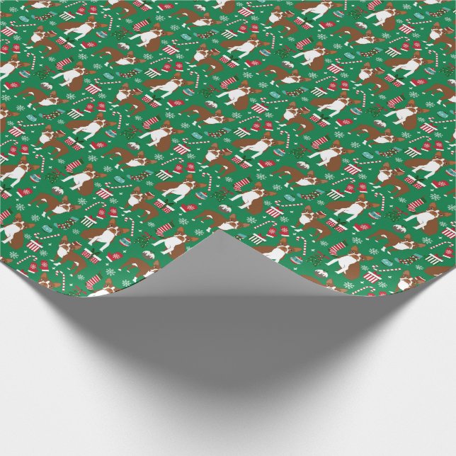 Boston Terrier Dog Liver boston Christmas Wrapping Paper (Corner)