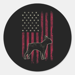 Boston Terrier Dog Lovers American Flag 4th Of Jul Classic Round Sticker