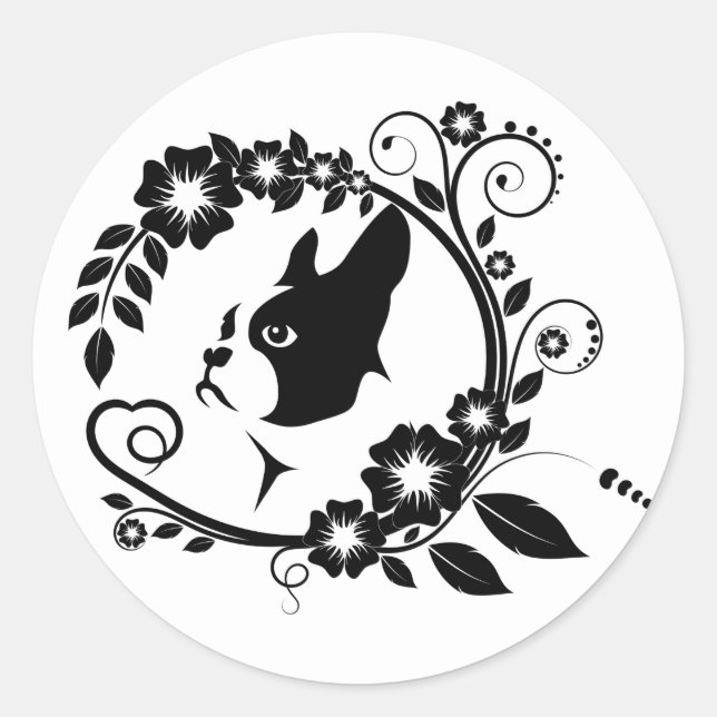 Boston Terrier Dog Lovers Classic Round Sticker (Front)