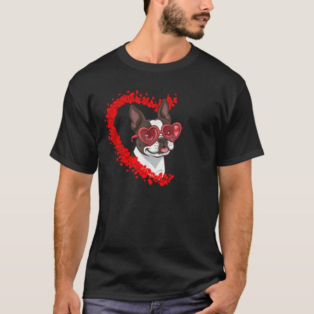Boston Terrier Dog Mom Dad Valentine s Day Pet Lov T-Shirt (Front)