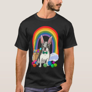 Boston Terrier Dog Mom Easter Eggs Bunny Rabbit T-Shirt